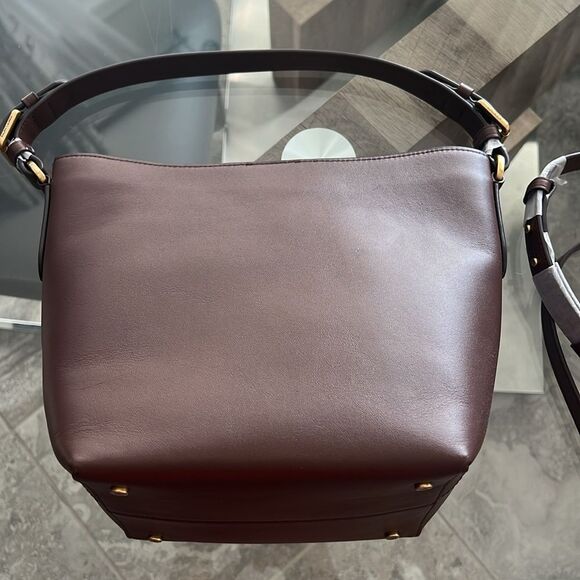 Lauren Ralph Lauren Leather Medium Witley Bucket Bag in Dark Mahogany, New - Picture 7 of 16